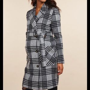 Motherhood Maternity Plaid Coat